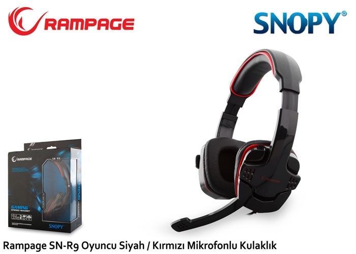 RAMPAGE Kablolu Mikrofonlu Siyah-Kırmızı Gaming Kulak Üstü Kulaklık SN-R9K