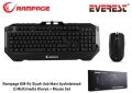 RAMPAGE USB Mavi LED'li Q Multimedya Siyah Klavye,Mouse Set KM-R7S