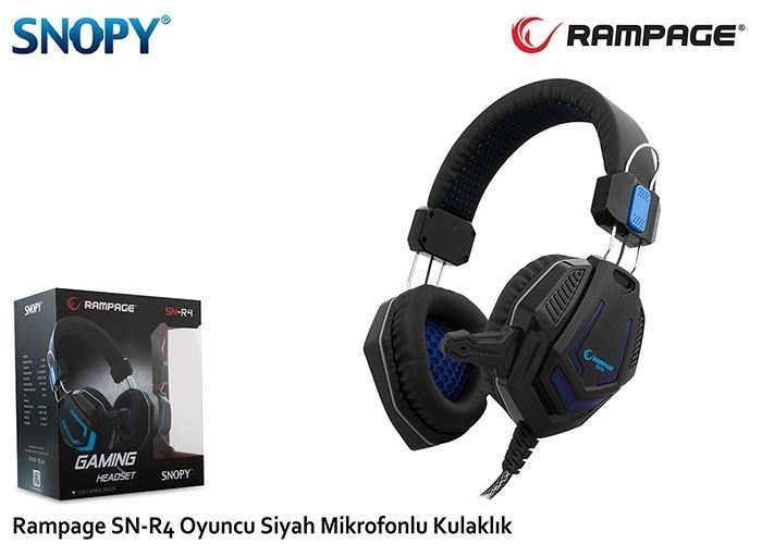 RAMPAGE Kablolu Mikrofonlu Siyah Gaming Kulak Üstü Kulaklık SN-R4M
