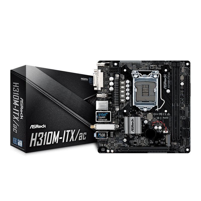 ASROCK H310M ITX/AC 1151 SOCKET,DDR4 2666MHZ M.2 USB3.1 HDMI, DVI, DP, WiFi ITX ASRH310M-ITXAC