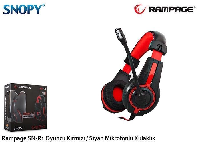 RAMPAGE Kablolu Mikrofonlu Kırmızı-Siyah Gaming Kulak Üstü Kulaklık