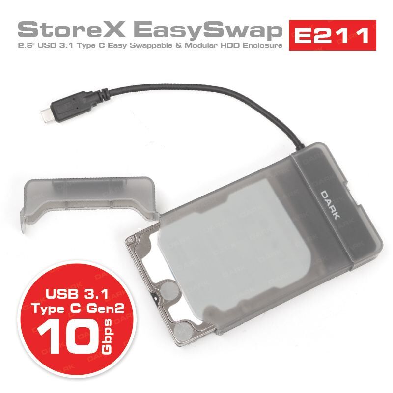 DARK 2.5'' USB3.1 HDD/SSD Şeffaf Disk Kutusu DK-AC-DSE211
