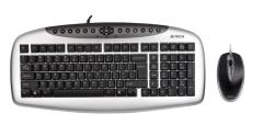 A4 TECH Kablolu PS2 Q Türkçe Multimedya Klavye + 4B+1 Optik Mouse Gümüş/Siyah KB-2103D