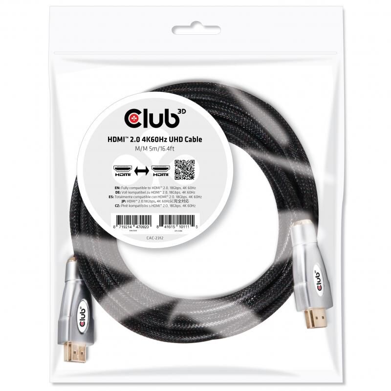 CLUB3D 5m HDMI 2.0 4K 60Hz UHD Görüntü Kablosu CAC-2312