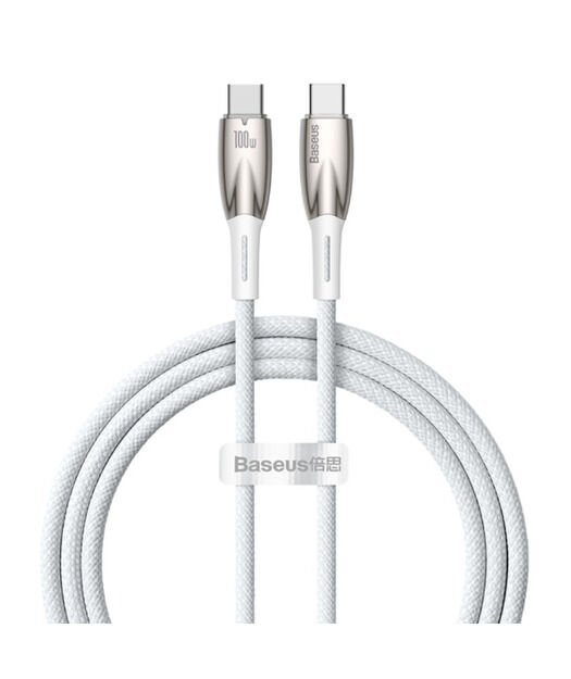 Baseus Glimmer Series Type-C to Type-C 100W Hızlı Şarj Kablosu 1m - Beyaz