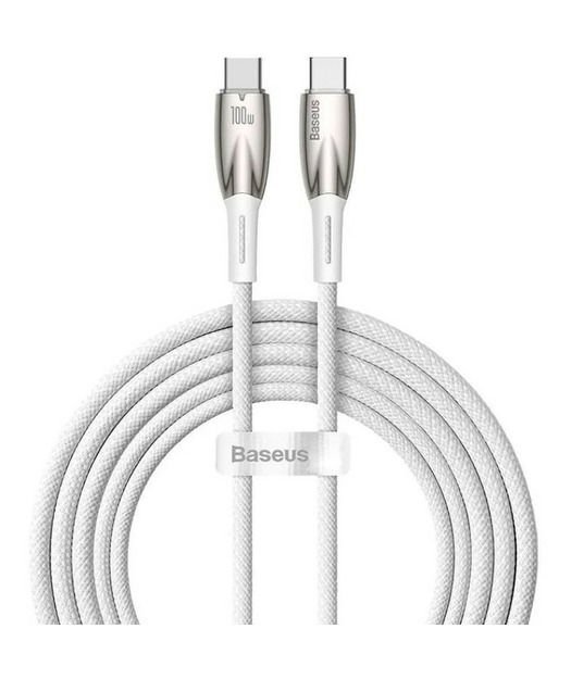 Baseus CADH000802 Glimmer Series 100W 2mt PD Type-C Şarj Kablosu Beyaz