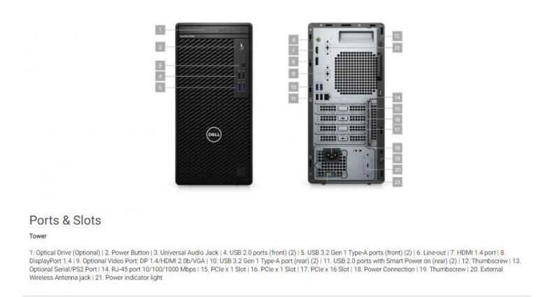 DELL N009O3080MT Opti 3080 MT,Core i5-10500 8GB 1TB Integrated, Win 10 Pro