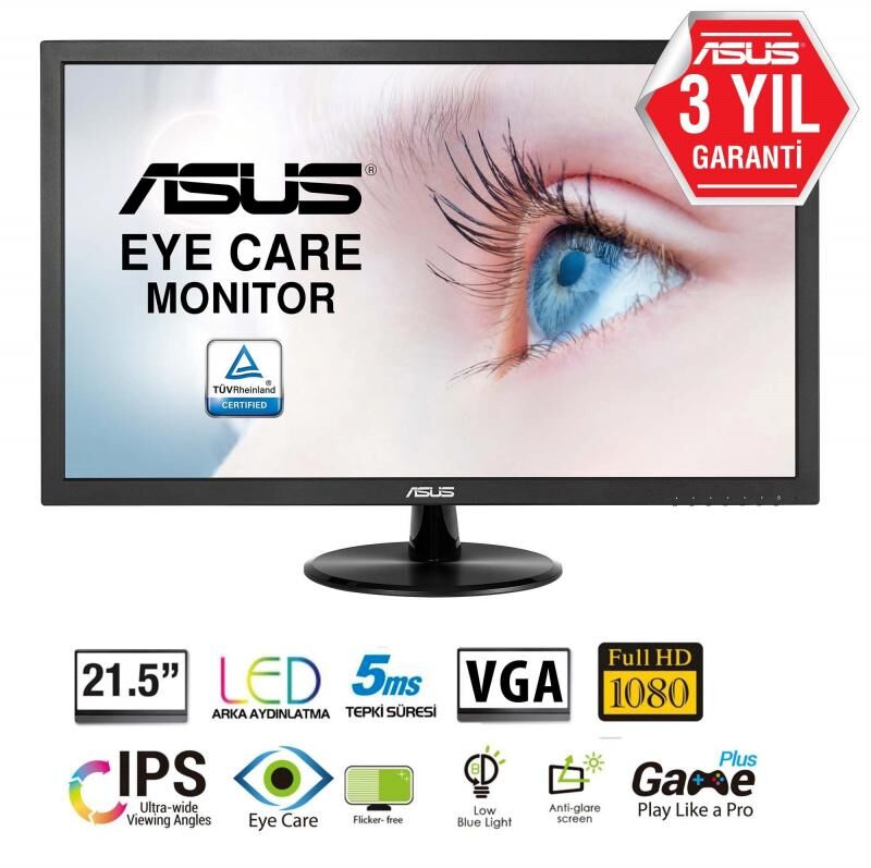 ASUS 21.5''FHD 1920x1080 5ms VGA EyeCare Siyah LED Monitör VP228DE