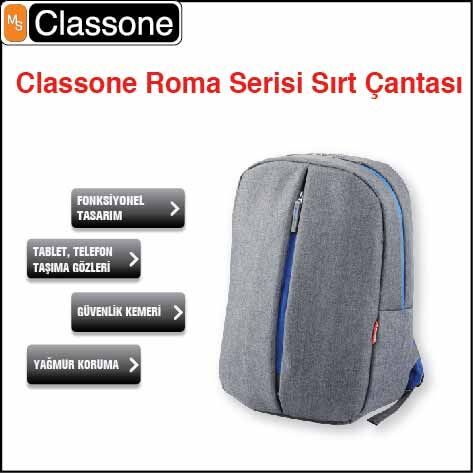 CLASSONE BP-M304 13-14'' Roma Serisi Medium Gri Notebook Sırt Çantası