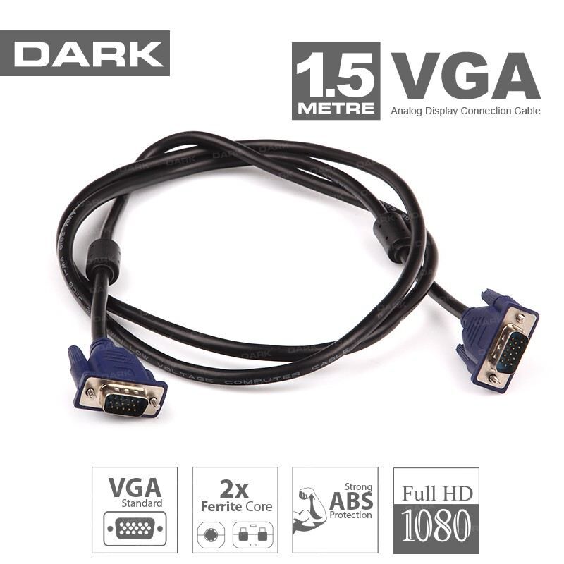 DARK 1.5m Ferrit Core EMI/RFI Filtreli VGA Görüntü Kablosu DK-CB-VGA150