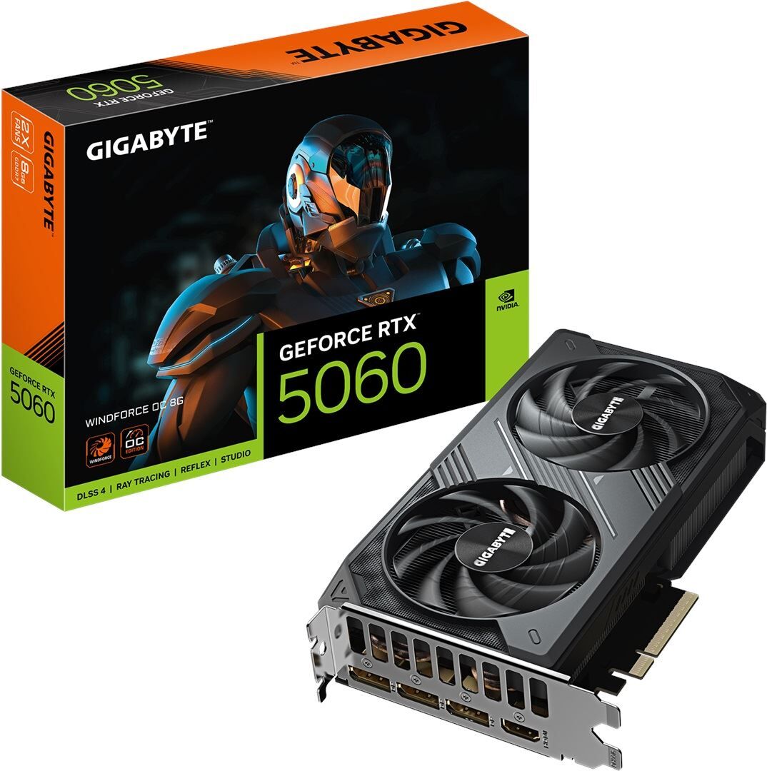 GIGABYTE GV-N5060WF2OC-8GD VGA RTX5060 WINDFORCE 2 OC 8GB 128B GDDR7 DP-HDMI EKRAN KARTI