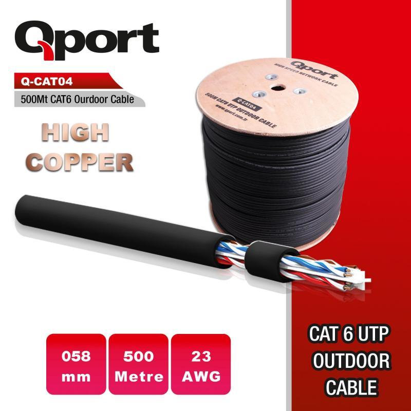 QPORT CAT6 500M Outdoor High Cu 23 Awg 0.58mm UTP Makaralı Network Kablosu Q-CATO4