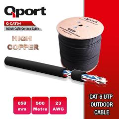 QPORT CAT6 500M Outdoor High Cu 23 Awg 0.58mm UTP Makaralı Network Kablosu Q-CATO4