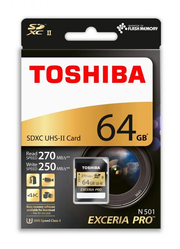 TOSHIBA 64GB Extreme Pro SDXC 270MB Class 10 UHS II SD-MMC Kart THN-N501G0640E6