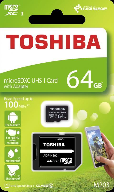 TOSHIBA THN-M203K0640EA 64GB SDXC 100MB/s Class 10 UHS-I Micro SD Kart