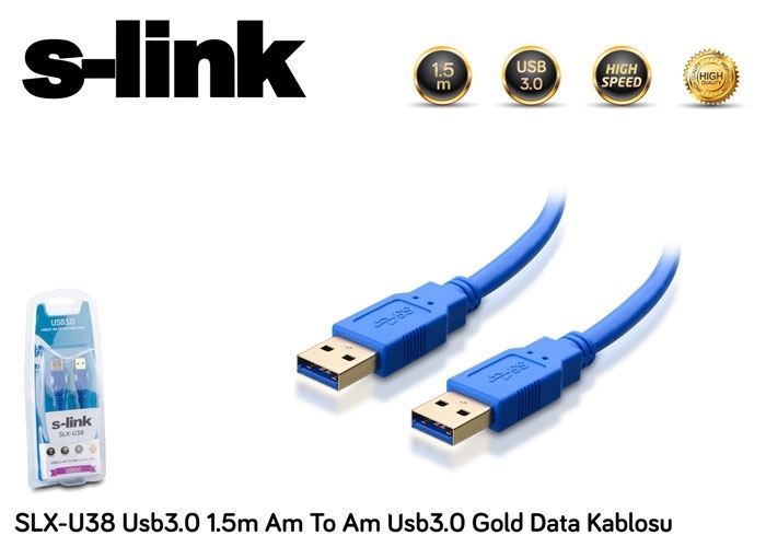 S-LINK 1.5m USB3.0 Altın Data Kablosu SLX-U38
