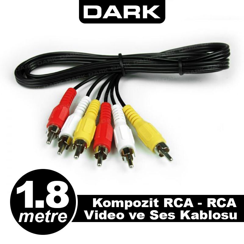 DARK DK-CB-VCOML180 1.8m Kompozit RCA-RCA Video ve Ses Kablosu