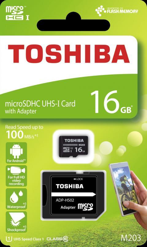 TOSHIBA THN-M203K0160EA 16GB SDHC 100MB/s Class 10 UHS-I Micro SD Kart