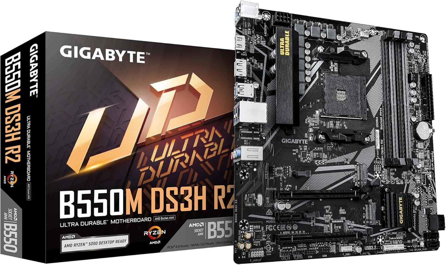 GIGABYTE B550M-DS3H-R2 4733MHz OC DDR4 AM4 M.2 HDMI DisplayPort MicroATX Anakart