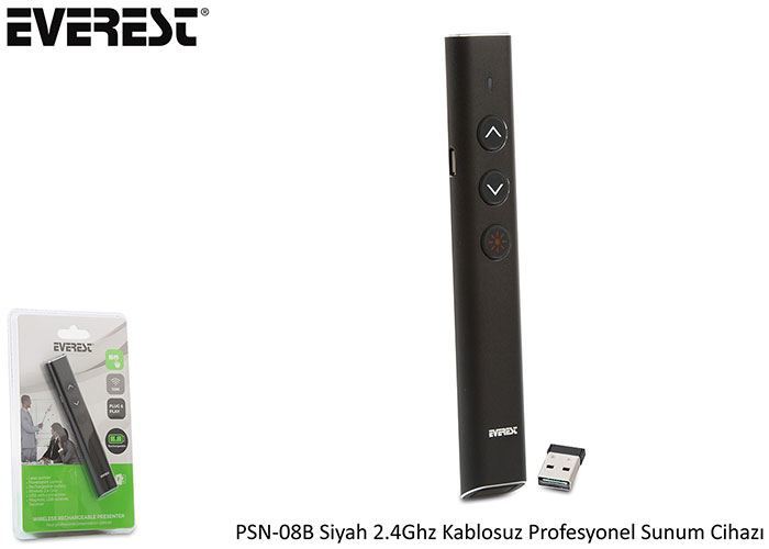 EVEREST 2.4GHZ Presenter Lazer Siyah Kumanda PSN-08B-S
