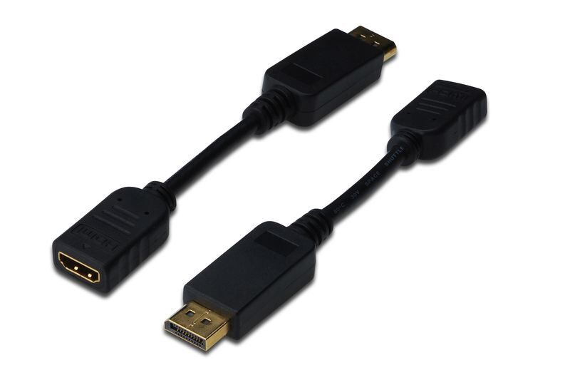 ASSMANN AK-340408-001-S DisplayPort Adap.Kab. DP - HDMI A Tip M/F, 0,15m, kilitli, DP 1.1 CE, sy
