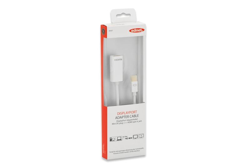 DIGITUS 84507 DisplayPort Adap.Kab.mini DP - HDMI A Tip M/F, 0.15m, DP 1.1a uyumlu, CE