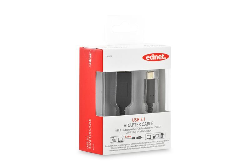 DIGITUS 84320 USB tip C adaptör kab., OTG, tip C'den A'ya M/F, 0,15m, 3A, 5GB, 3.0 ver