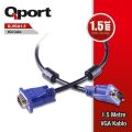 QPORT 1.5m M/M Monitör PC Arası VGA Data Görüntü Kablosu Q-VGA1_5