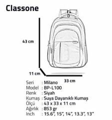 CLASSONE BP-L100-PRO Milano Pro Large Sırt Çantası