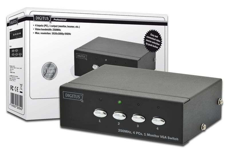 DIGITUS DS-45100-1 4 Giriş 1 Çıkış VGA Çoklayıcı
