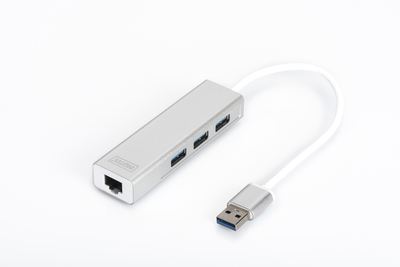 DIGITUS DA-70250-1 USB3.0 3xPort HUB ve Gigabit LAN Adaptörü