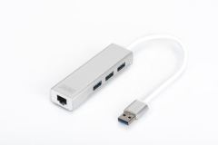 DIGITUS DA-70250-1 USB3.0 3xPort HUB ve Gigabit LAN Adaptörü