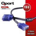 QPORT 15m Monitör PC Arası VGA M/M Data Görüntü Kablosu Q-VGA15