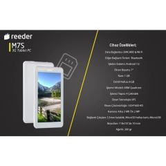 REEDER M7S Android 7.0 1.30 GHz 1GB 8GB 7'' Beyaz Tablet