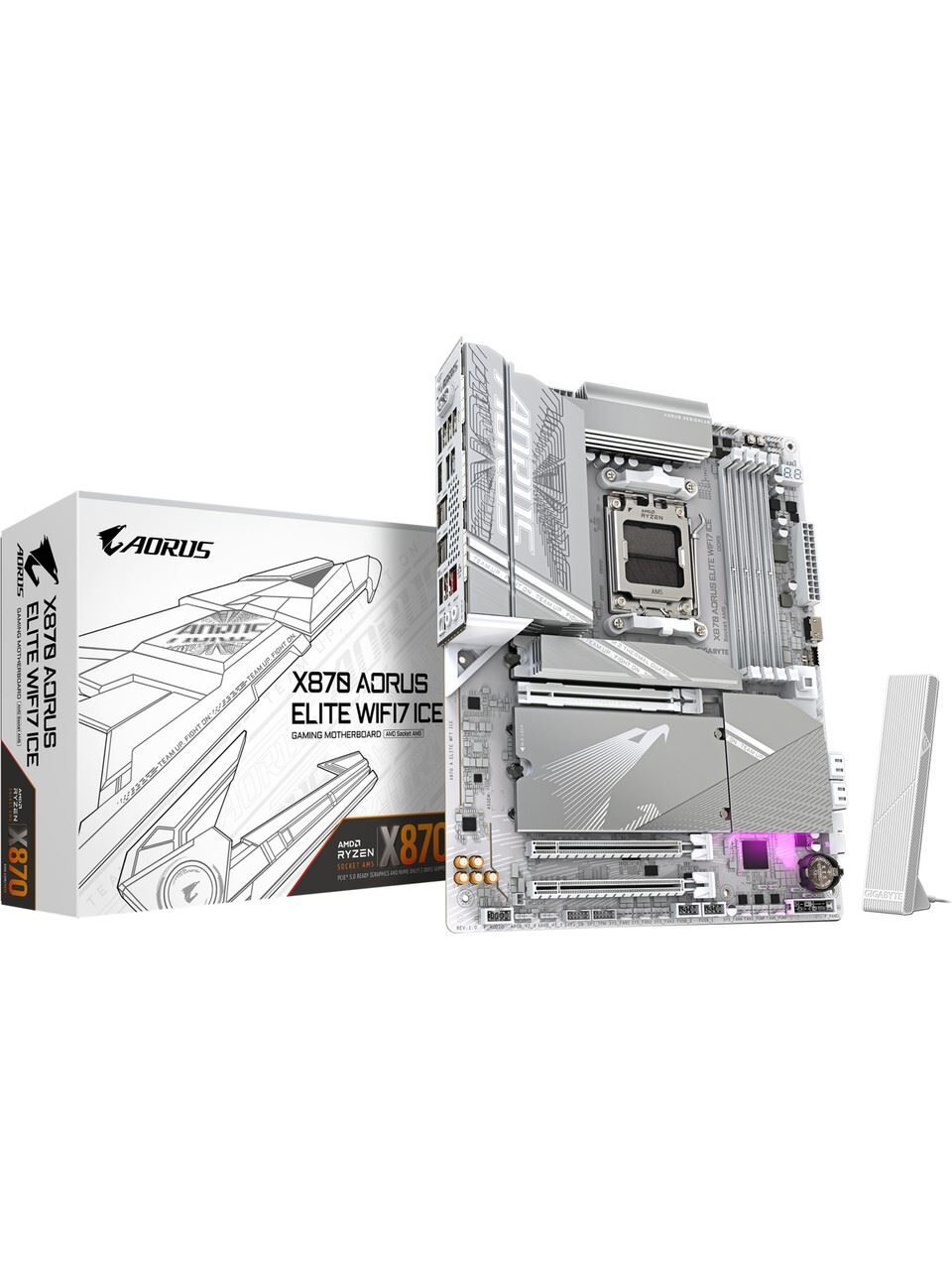GIGABYTE X870A-ELITE-WF7ICE X870 AORUS ELITE WIFI7 ICE 8200MHz OC DDR5 AM5 M.2 HDMI DP ATX Anakart