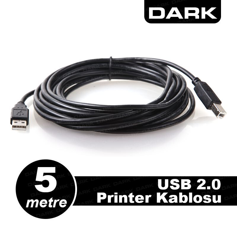 DARK DK-CB-USB2PRNL500 5m USB2.0 Yazıcı Kablosu