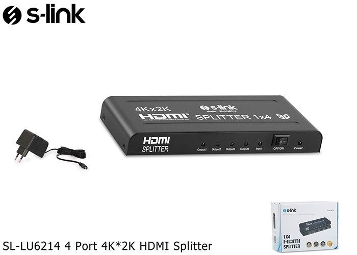 S-LINK 4 Port 4K*2K HDMI Splitter SL-LU6214