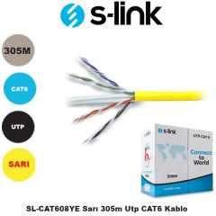 S-LINK CAT6 305M Awg 24 UTP Sarı Network Kablosu SL-CAT608YE