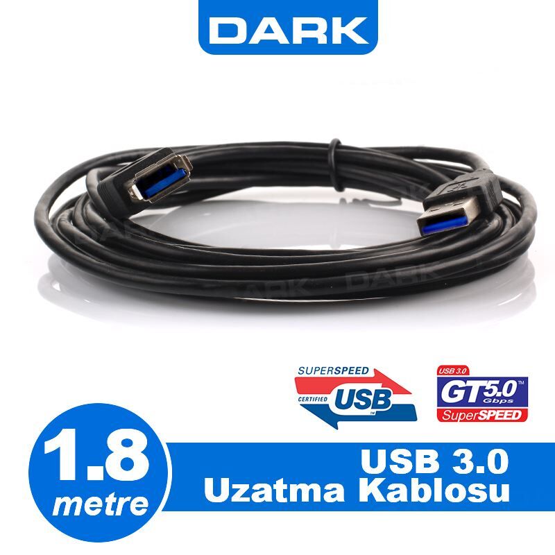 DARK DK-CB-USB3EXTL180 1.8m USB3.0 Uyumlu Uzatma Kablosu