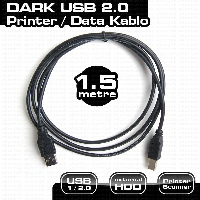 DARK 1.5m USB2.0 Yazıcı Kablosu DK-CB-USB2PRNL150