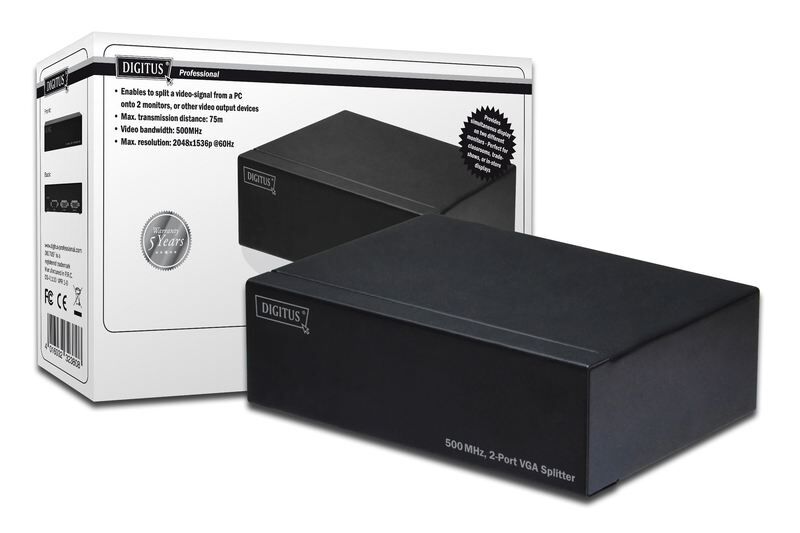DIGITUS DS-41110 VGA Dağıtıcı 500MHz 2 Bağlantı Noktalı