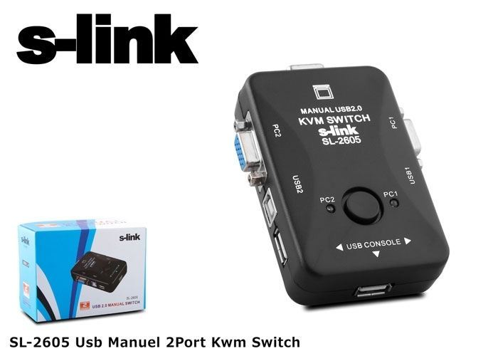 S-LINK Usb Manuel 2Port KVM Switch SL-2605