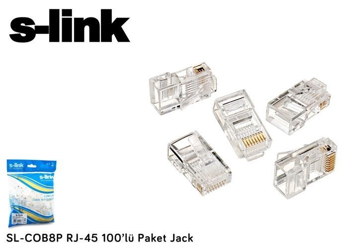 S-LINK RJ-45 100'lü Konnektör Paketi SL-COB8P