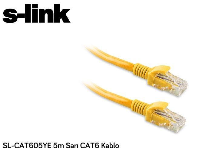 S-LINK CAT6 5M Sarı Network Kablosu SL-CAT605YE-S
