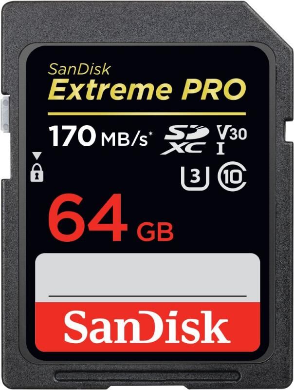 SANDISK SDSDXXY-064G-GN4IN Extreme Pro SDXC Card 64GB - 170MB/s V30 UHS-I U3