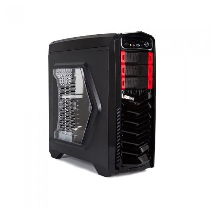 REDROCK 800W Powerlı Pencereli Işıklı LED Fanlı Midi Tower Siyah Kasa G901BR