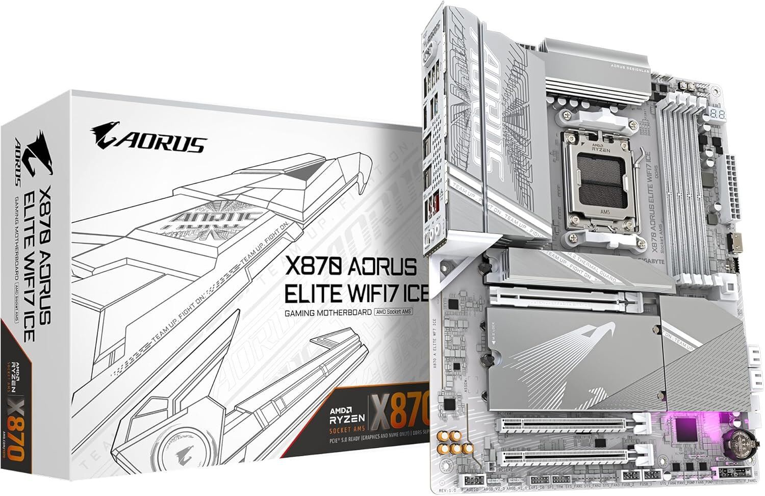 GIGABYTE X870E-A-ELTWF7ICE X870E-A-ELITE-WIFI7-ICE 8200MHz OC DDR5 AM5 M.2 HDMI DP ATX Anakart