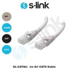 S-LINK CAT6 2M UTP Gri Patch Network Kablosu SL-CAT602