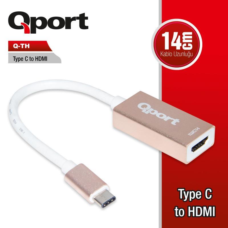 QPORT Type-C(M) to HDMI(F) 4K*2K 30Hz Converter Çevirici Q-TH