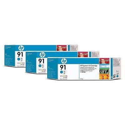 HP C9483A No 91 775ml 3'lü Paket Mavi Kartuş